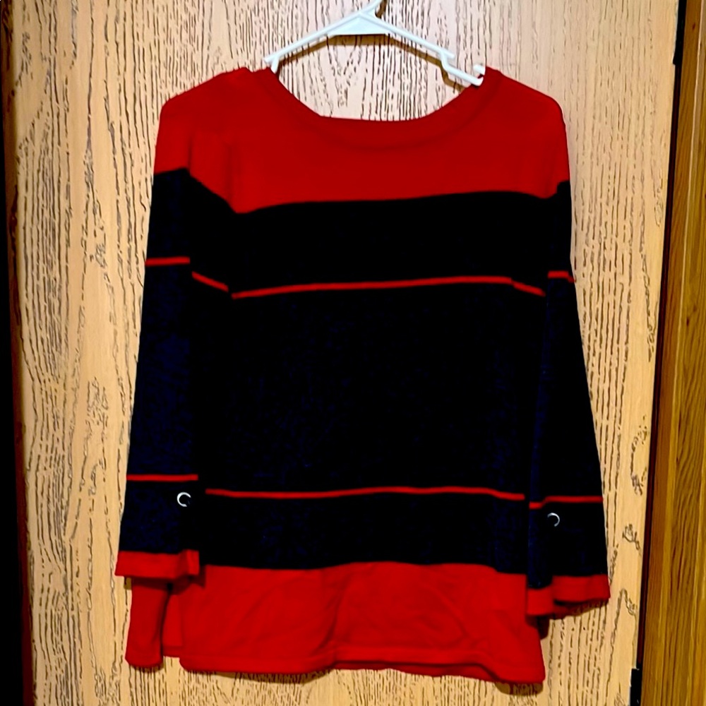Liz Claiborne Red and Black Knit Top